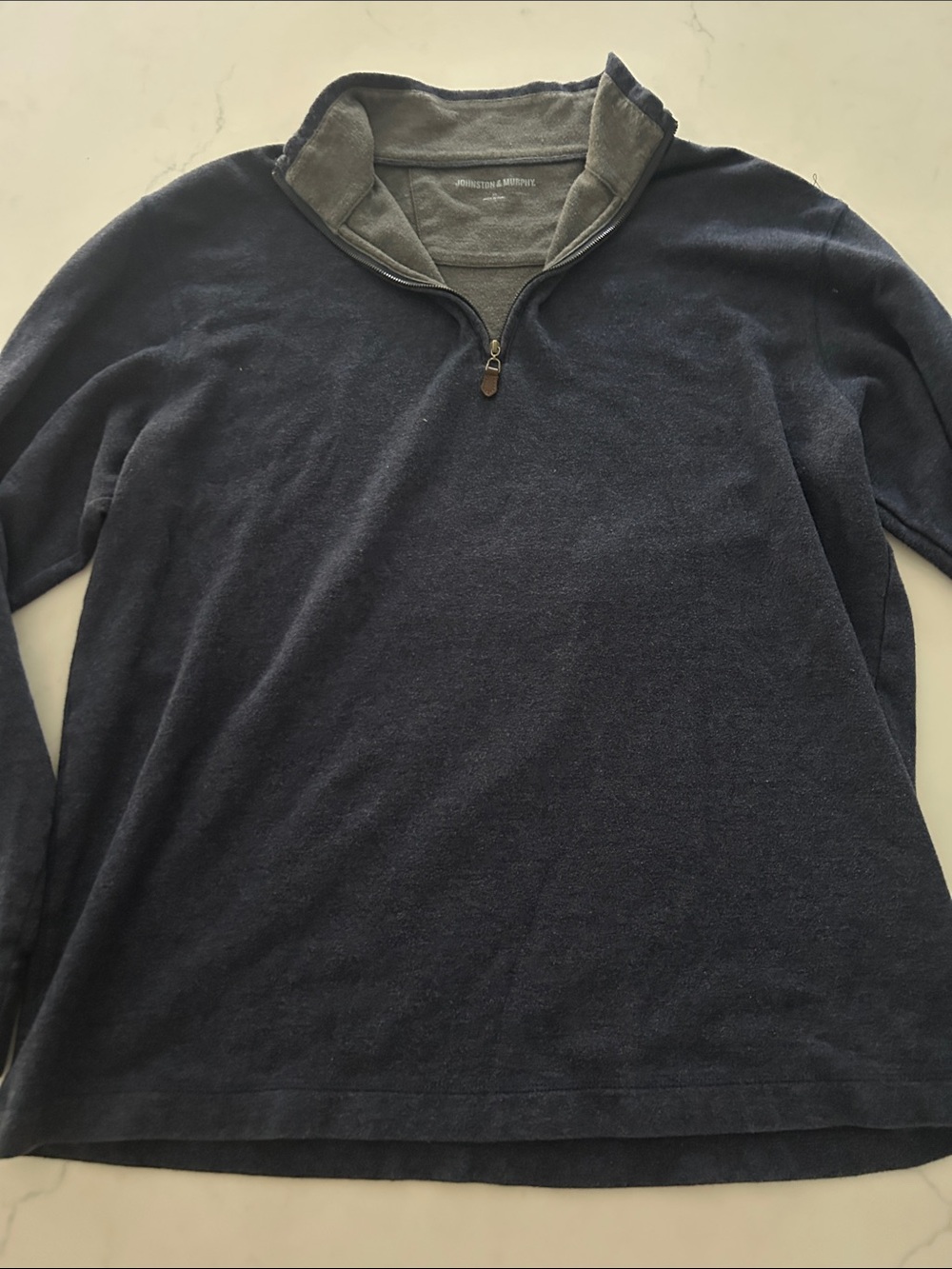 Johnston & Murphy Navy and Gray Quarter-Zip Sweater-XL